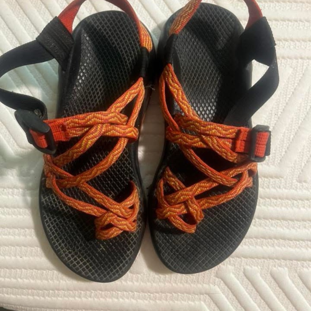 Chaco Black and Orange Sandals